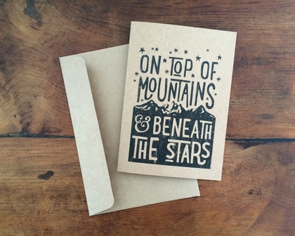 ON TOP of MOUNTAINS A6 kraft greeting card