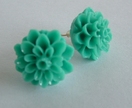 Turquoise Green Chrysanthemum Stud Earrings