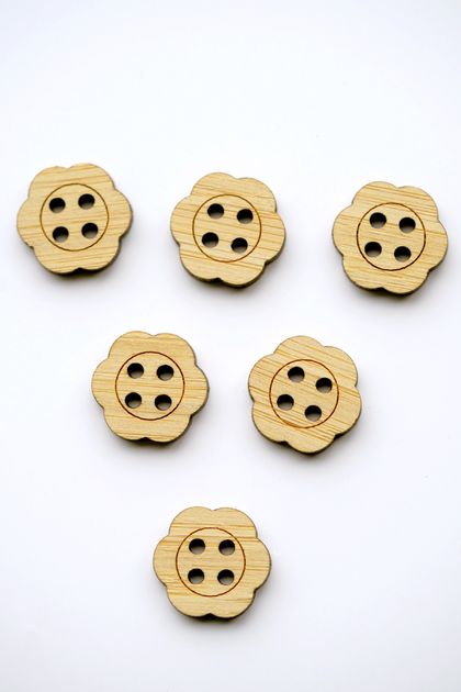Bamboo Buttons - Flora, Spiral, Heart and Hexagon