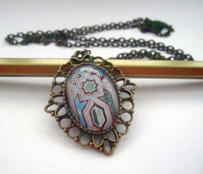 Moroccan tiles glass dome necklace