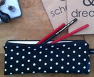 Pencil case - black polka dot