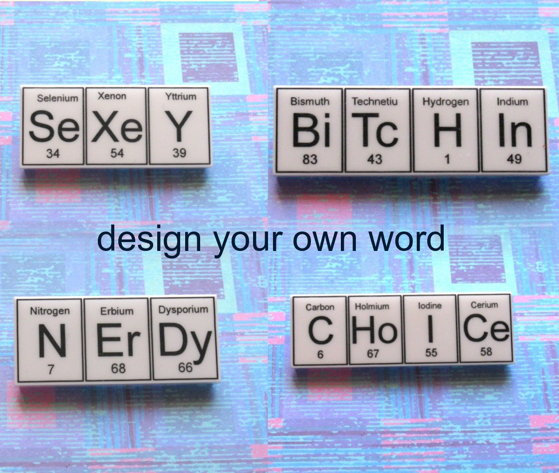 Design your own 4 element word periodic table brooch | Felt
