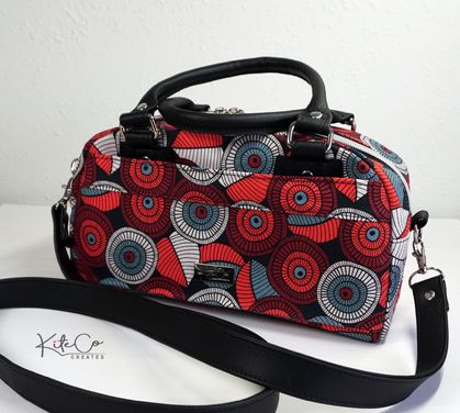 Jazz Handbag/cross body bag  - Gorgeous red patterned cotton canvas!