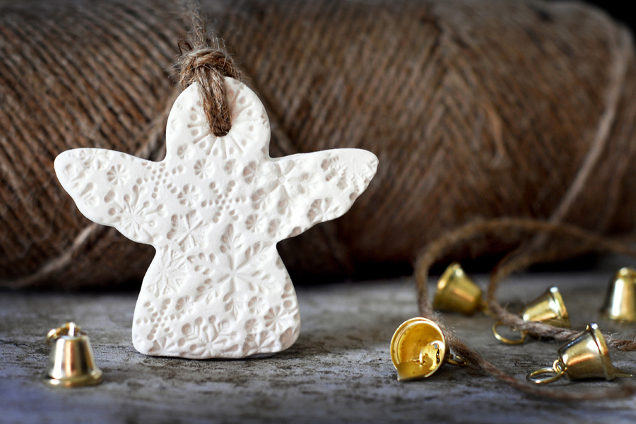 Ceramic Snowflake Angel Christmas Decoration | Felt
