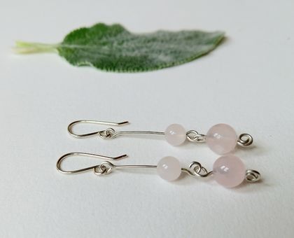 Recycled Silver and Rose Quartz Earrings 