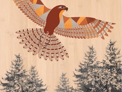 Falcon (Karearea) Print on Bamboo Veneer