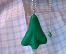 Green Jet Plane Necklace Christmas Edition - Polymer Clay