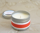Small essential oil scented soy candle in travel tin – Geranium or Patchouli
