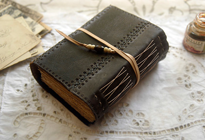 Quiet Moments - Grey Leather Journal by Bibliographica