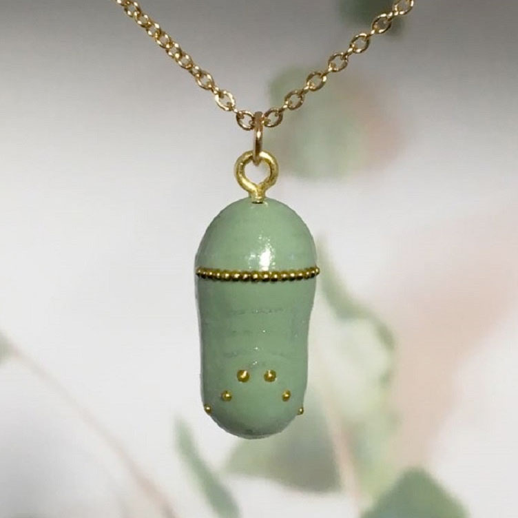 Hand crafted monarch chrysalis pendant by Lady Divergent