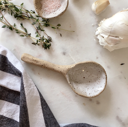 Speckled ceramic short spoon by Makerie NZ