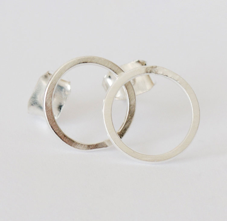Circle studs in sterling silver by Sylvie Watson