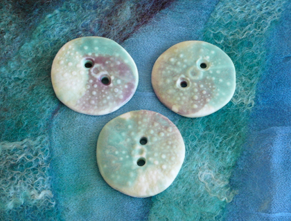 Three handmade ceramic buttons, sea urchins by Nikau Designs