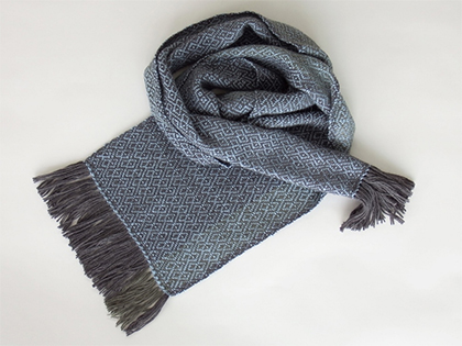 Alpaca Scarf in Charcoal Gray Powder Blue by Wrapt Weaving