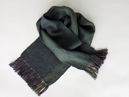 Alpaca Scarf in Charcoal Gray Emerald Green by Wrapt Weaving