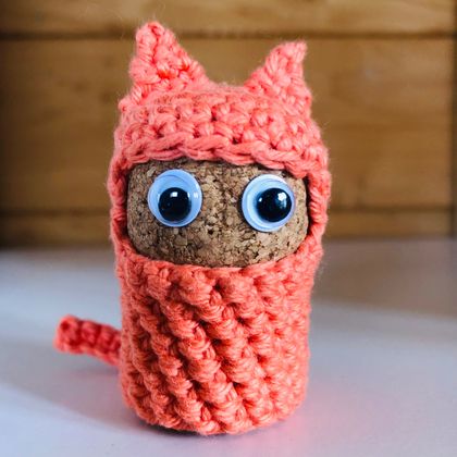Little cork crochet animal - Cat #2