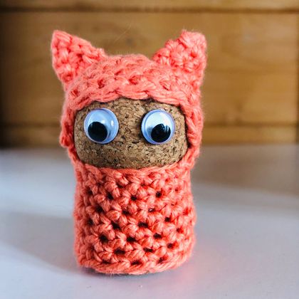 Little cork crochet animal - Cat #4