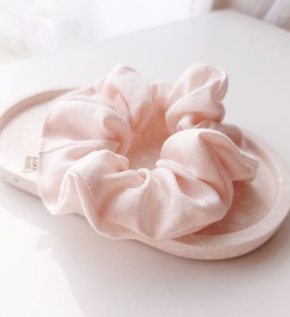 Vintage pink Linen Scrunchie 