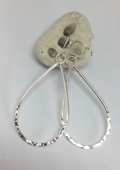 Silver oval drop earrings