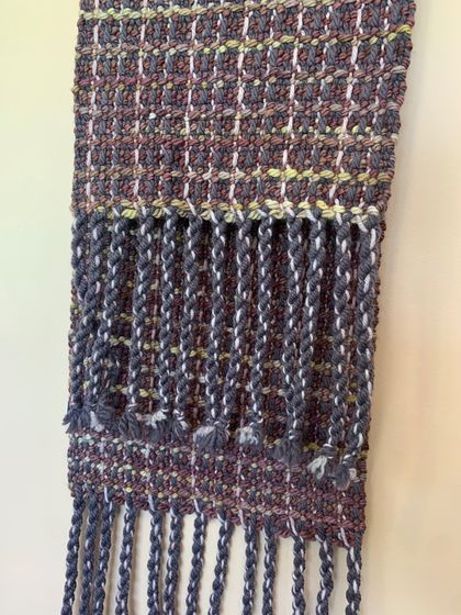 Berry Waffle handwoven wool scarf