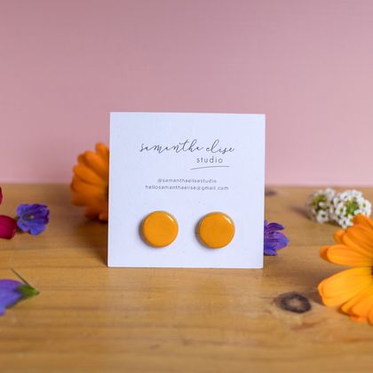Ceramic Circle Earrings 〰️ Tangerine
