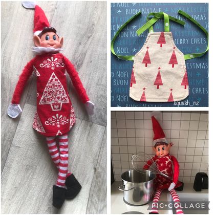 Elf on the Shelf / Doll apron - Christmas designs