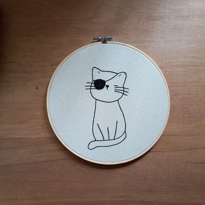 pirate cat embroidered hoop