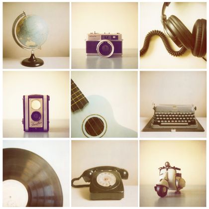 Nostalgia with a twist - set of 9 4x4 vintage inspired photographs