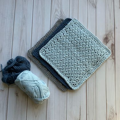 Crochet Wash Cloth Pale Blue
