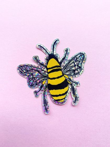 Honey Bee Art Print Vinyl Sticker by West Moor Design