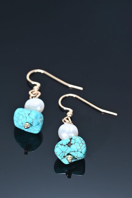 Turquoise Rolled Gold earrings