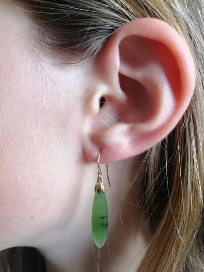 lovely upcycled Rolled Gold Greenstone earrings