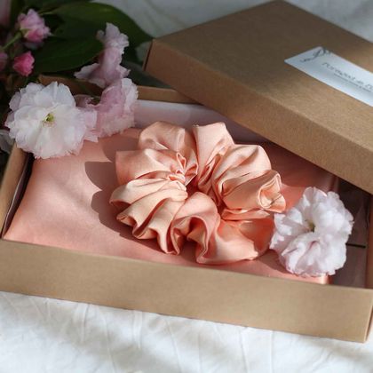 100% Silk Pillowcase & Scrunchie Set – Blossom