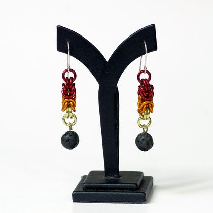 Chainmail earrings: Lava