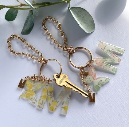 Personalised Name Keyring / Bag Charm with Fabric