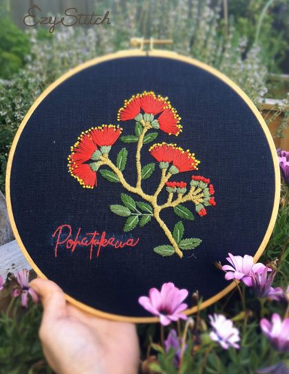 Hand Embroidery full kit "Glorious Pohutukawa"