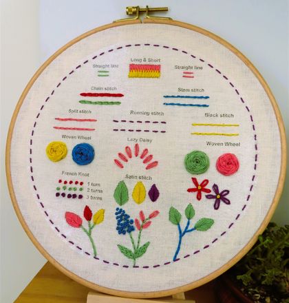 Hand Embroidery full kit “Basic Stitches" for beginners