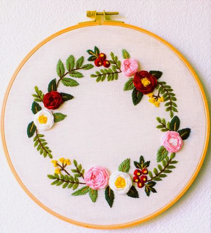 Hand Embroidery full kit “Delightful Flora”. A great modern embroidery kit to begin.