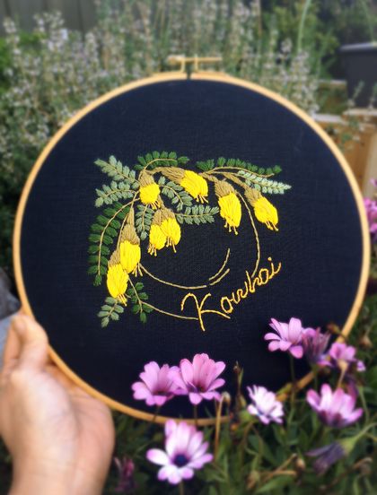 Hand Embroidery full kit “Kōwhai” NZ native tree
