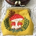 Hand embroidered kiss lock purse "Mushy design" - Mustard (ESKP010-MY)