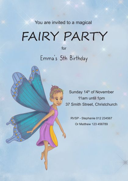 Fairy Party Invite A5 customizable (digital download)