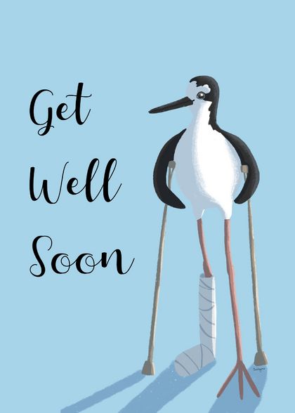 Get Well Soon Stilt Bird Card