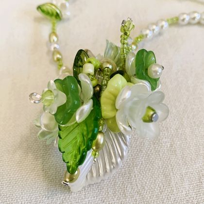 Necklace: Bridal Bouquet ('Bridal white and green' range)
