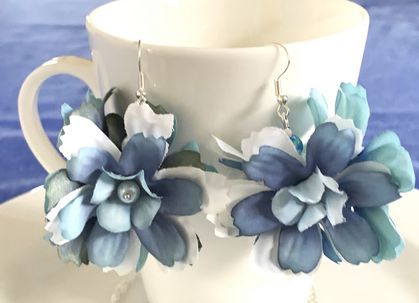 Earrings: Antique Blue Hydrangea