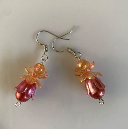 Earrings: Bellflowers - Apricot Orange