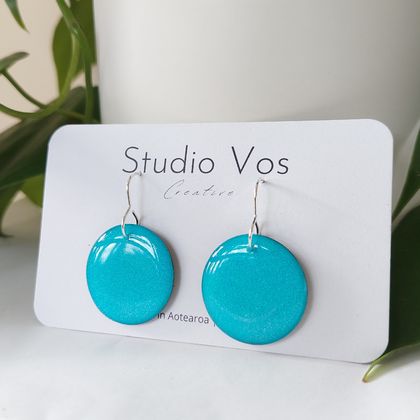 Aqua Blue with Metallic and Pearl Shimmer Hook Earrings