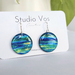 Blue, Green, Gold Metallic 25mm/2.5cm Dangle Hook Earrings