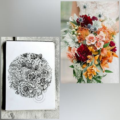 Wedding Flower Ink Artwork Commission 