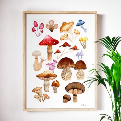 Love for Mushrooms, A4 Print of my Original Watercolour Painting