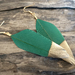 Green with Gold Feather Earrings